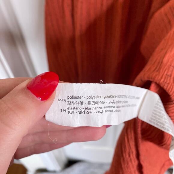 ZARA Textured Weave Tiered Midi Dress Orange Size Small 5039/036/670 Summer - Picture 6 of 6